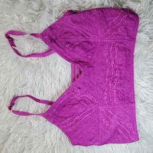 Free People Fuschia Longline Soft Lace Bralette